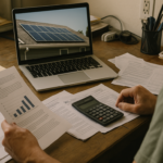 Georgia Solar Incentives: What Homeowners Can Actually Claim In 2026 A person holding a printed chart at a desk with a laptop and papers